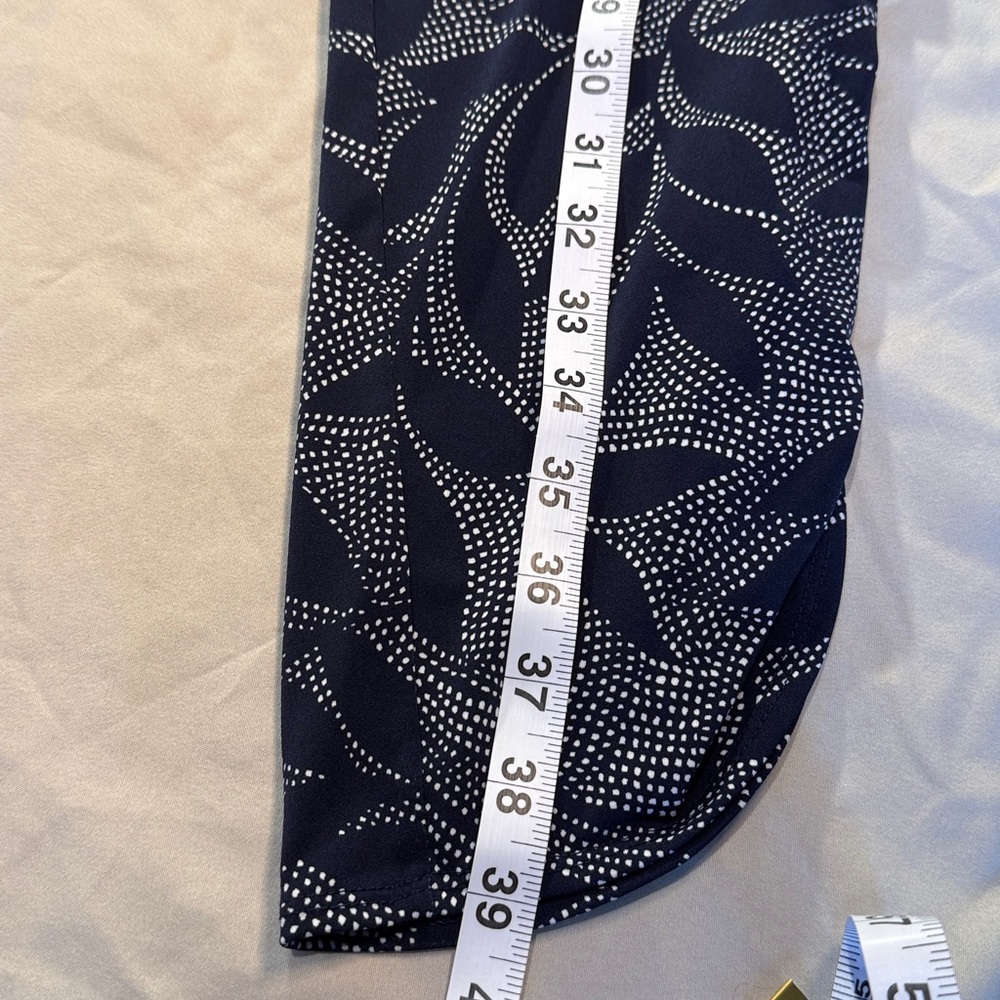 Susan Graver Navy and White Leaf Pattern Pull On Elastic Waist Genie Pants 1X - Picture 10 of 11